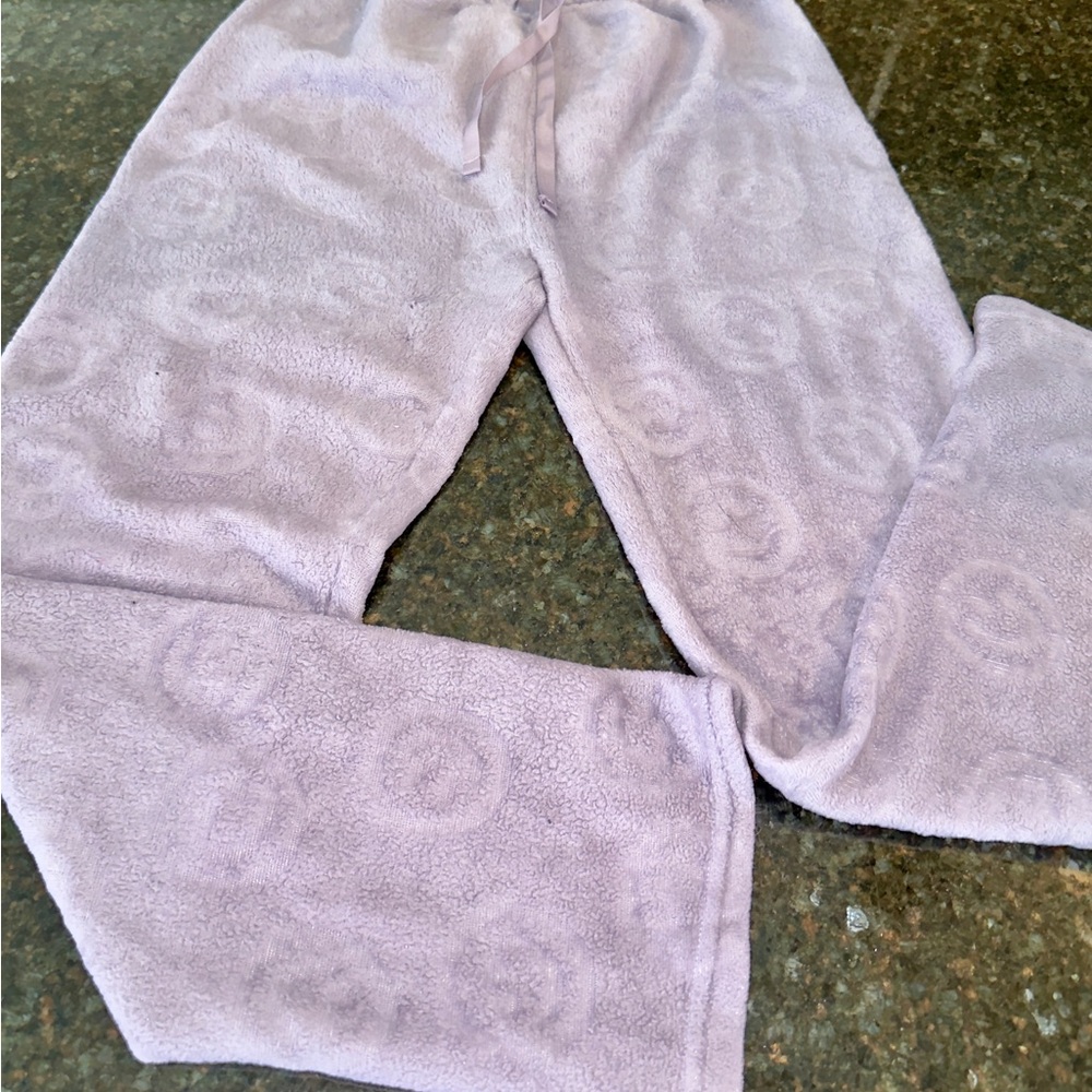 Preppy gray/Lavender Fleece Lounge Pants smiley face etchings